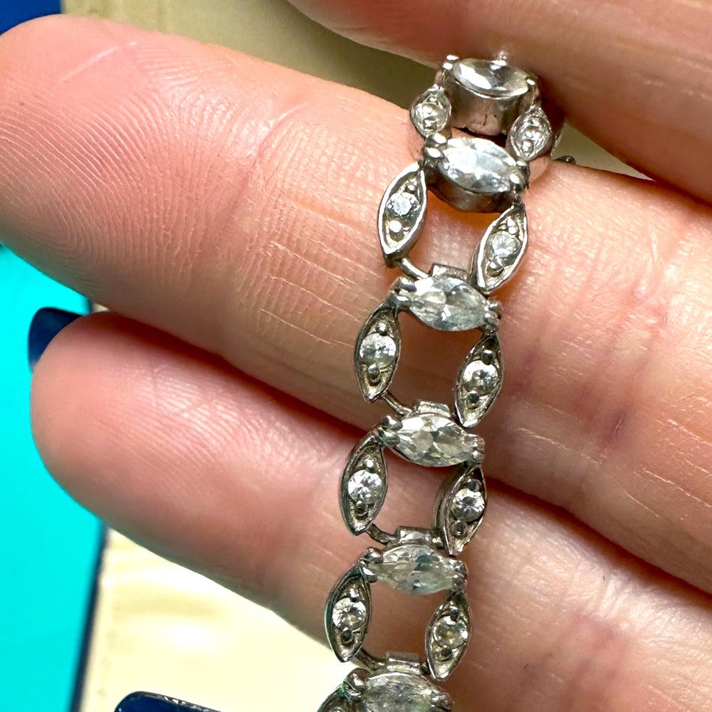 Vintage rhinestone and silver bracelet